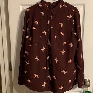 Crane pattern button down shirt